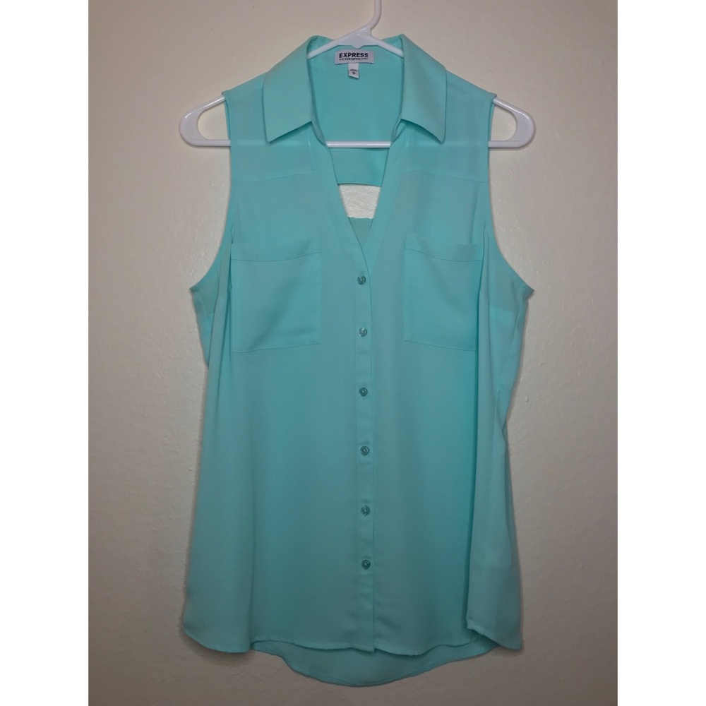 Express Protofino Sleeveless Blouse / Teal / M